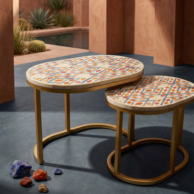 Songket-Inspired Mother of Pearl Nested Tables