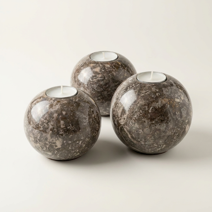 Round Marble Candle Holders – Set of 3