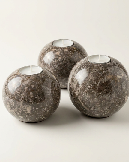 Round Marble Candle Holders – Set of 3
