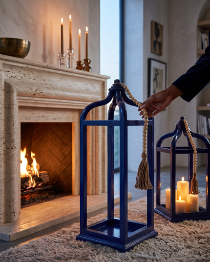 Farmhouse Teak Wood Lantern