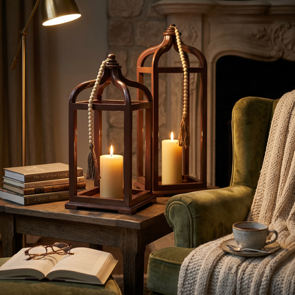 Farmhouse Teak Wood Lantern
