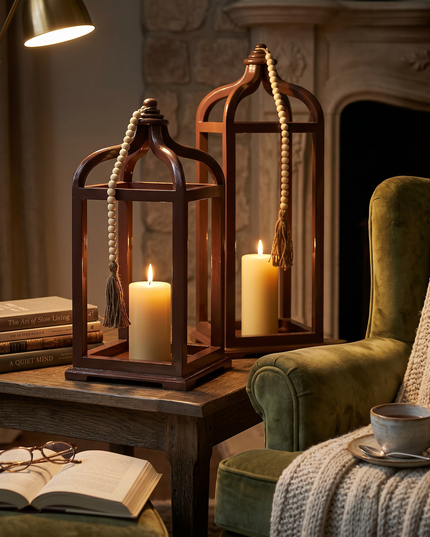 Farmhouse Teak Wood Lantern
