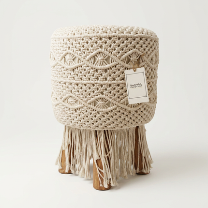 Boho Macrame Stool