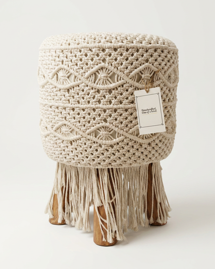 Boho Macrame Stool