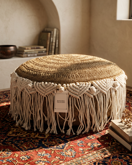 Boho Macrame Pouf