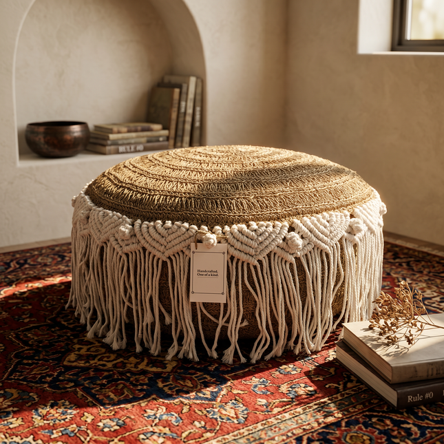 Boho Macrame Pouf