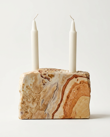 Bobos Sandstone Dual–Texture Candle Holder