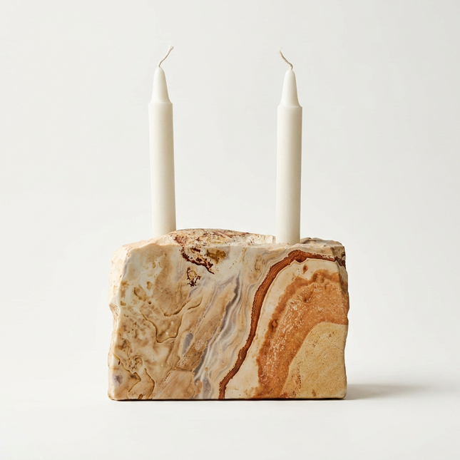 Bobos Sandstone Dual–Texture Candle Holder