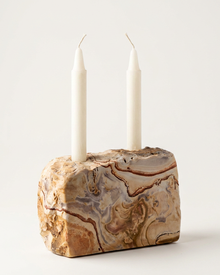 Bobos Sandstone Dual–Texture Candle Holder