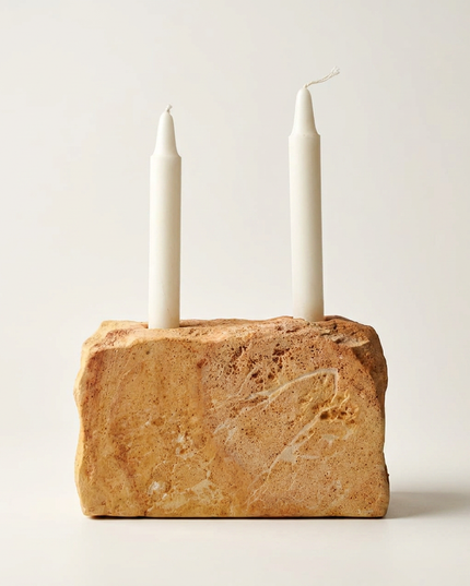 Bobos Sandstone Dual–Texture Candle Holder