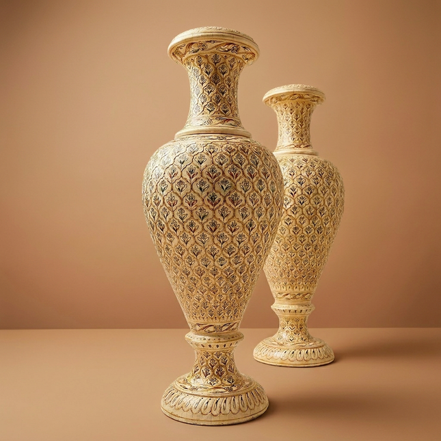 Hand-Painted Bone Amboj Vase