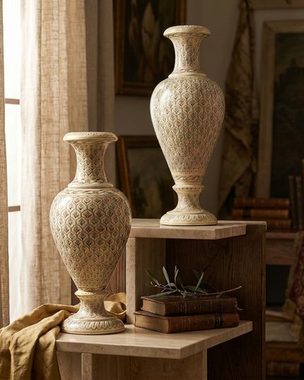 Hand-Painted Bone Amboj Vase