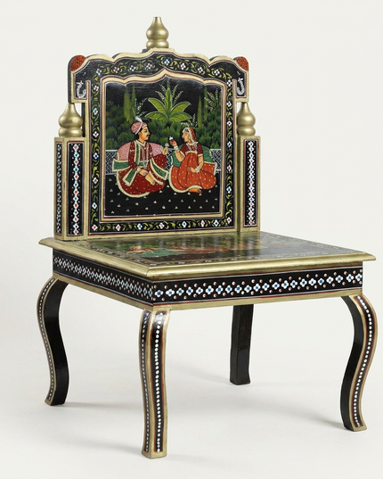 Anglo-Indian Hand-Painted Rajasthani Chair
