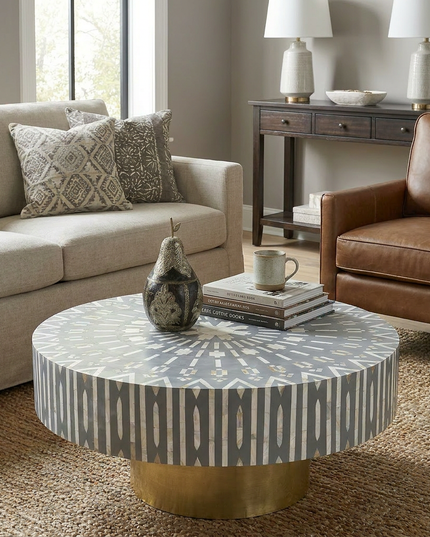 Mandala Mother of Pearl Inlay Coffee Table – Set of 3