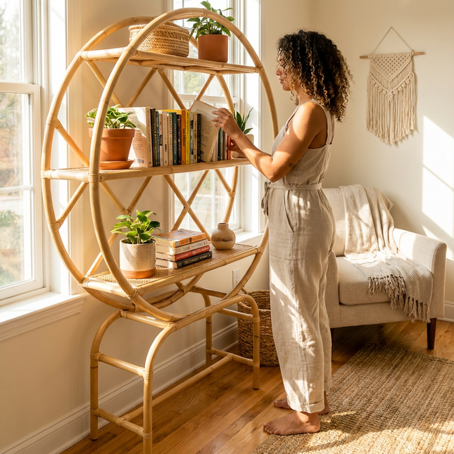 Nusantara Round Rattan Shelf