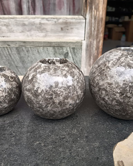 Round Marble Candle Holders – Set of 3