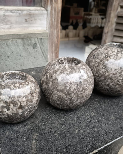 Round Marble Candle Holders – Set of 3