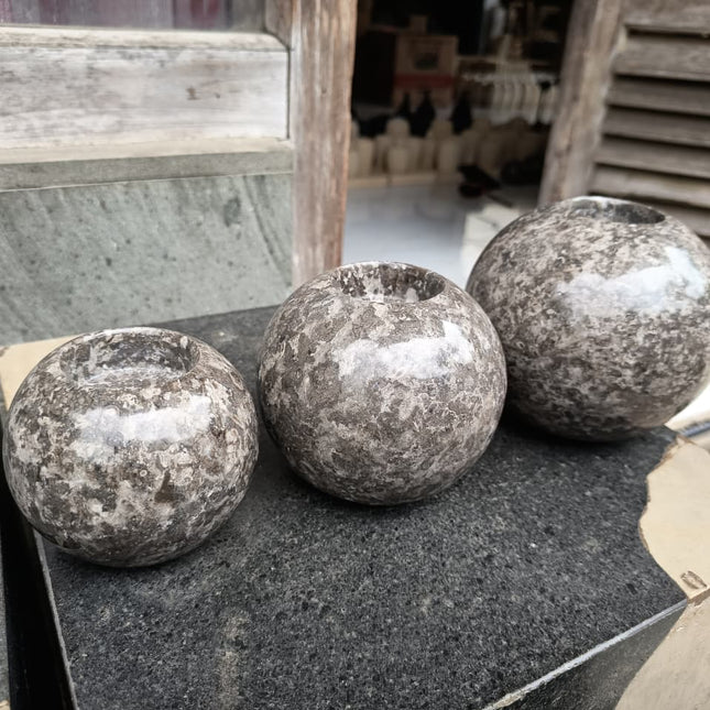 Round Marble Candle Holders – Set of 3