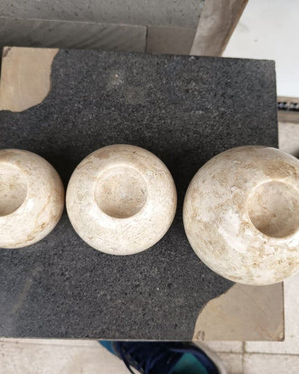 Round Marble Candle Holders – Set of 3
