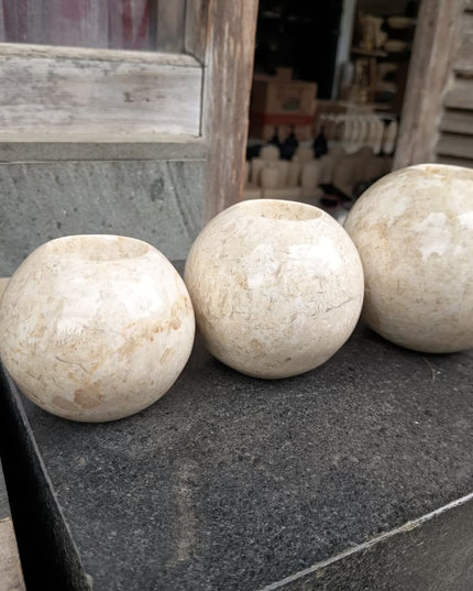 Round Marble Candle Holders – Set of 3