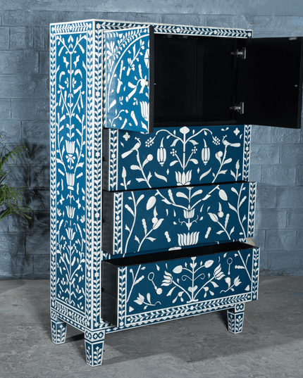 Chinoiserie Floral Bone Inlay Almirah