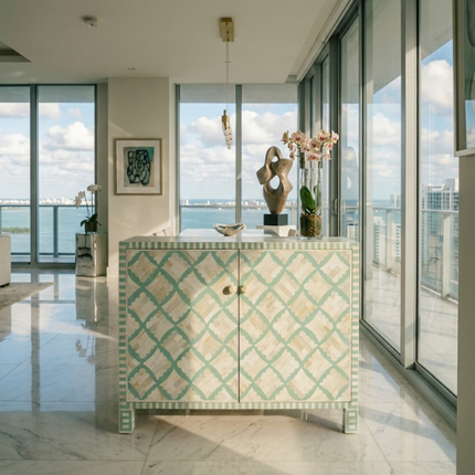 Clover Bone Inlay Cabinet