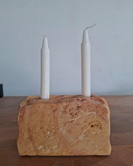 Bobos Sandstone Dual–Texture Candle Holder